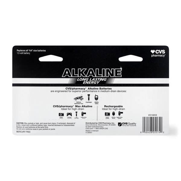 CVS Alkaline Batteries AA, 16 ct