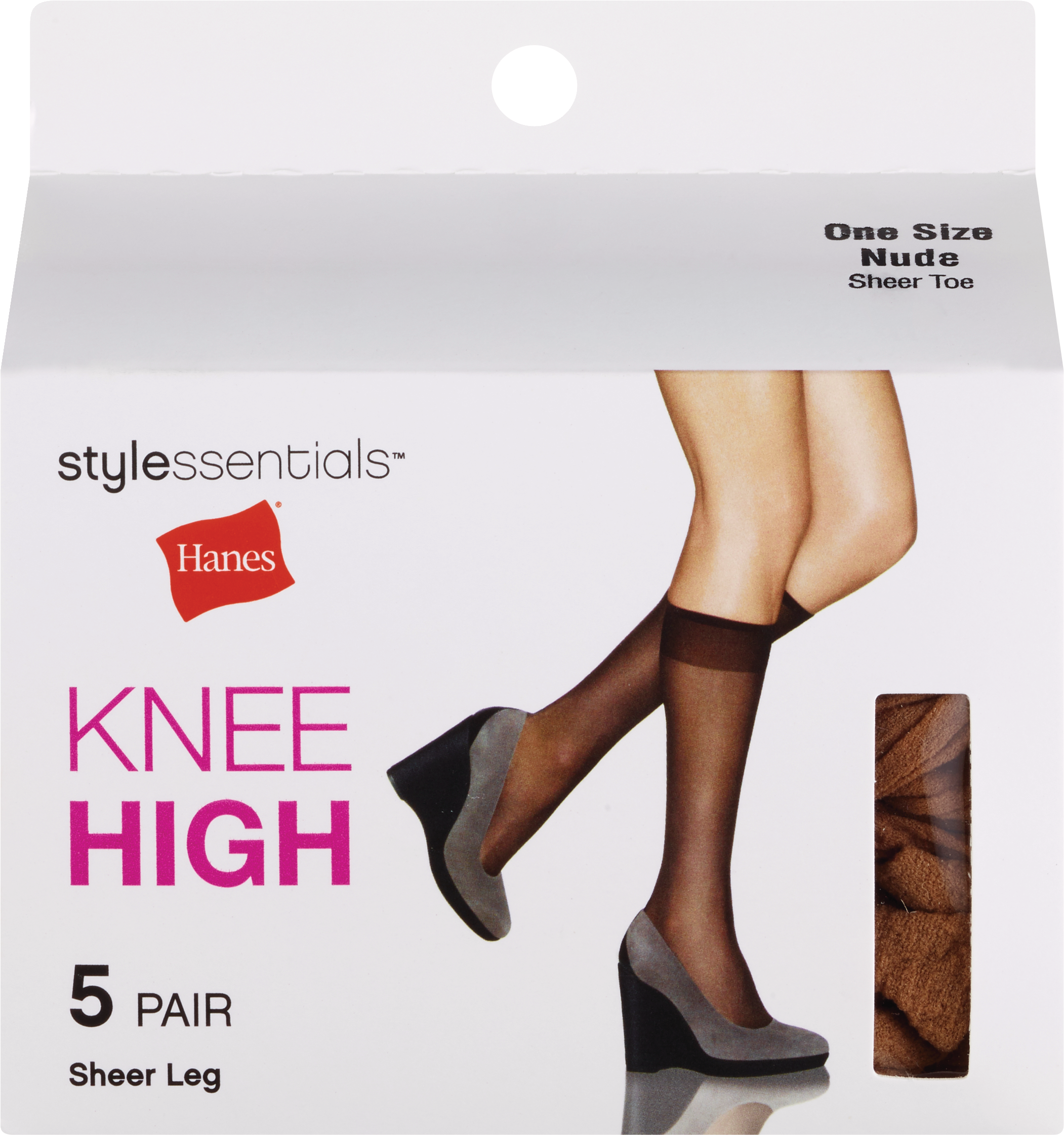 Style Essentials by Hanes Knee High Sheer Toe, 5 Pairs