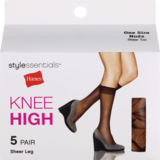 Style Essentials by Hanes Knee High Sheer Toe, 5 Pairs, thumbnail image 1 of 1