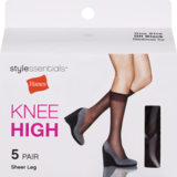 Style Essentials by Hanes One Size Knee High Sheer Leg Reinforced Toe, 5 Pairs, thumbnail image 1 of 1