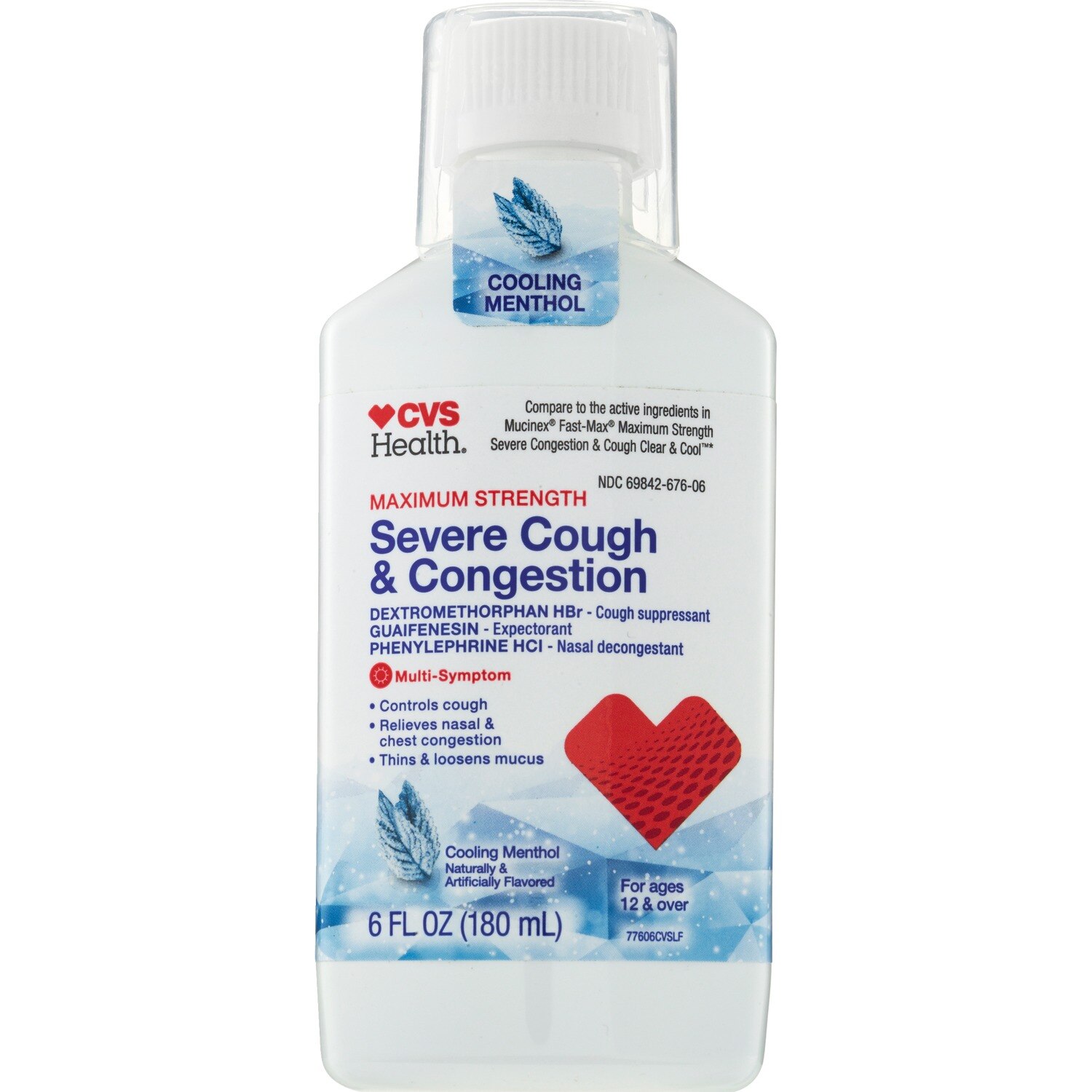 CVS Health Maximum Strength Severe Cough & Congestion Relief, Cooling Menthol, 6 OZ image.