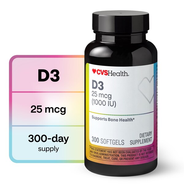 CVS Health Vitamin D3 1000IU Softgels