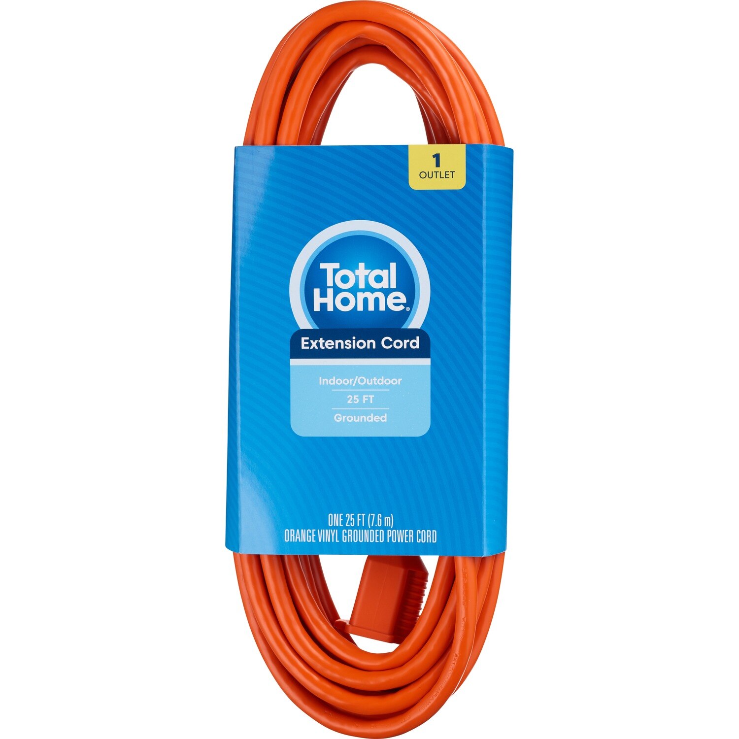 Total Home Grounded Power Cord, Orange, 25 ft