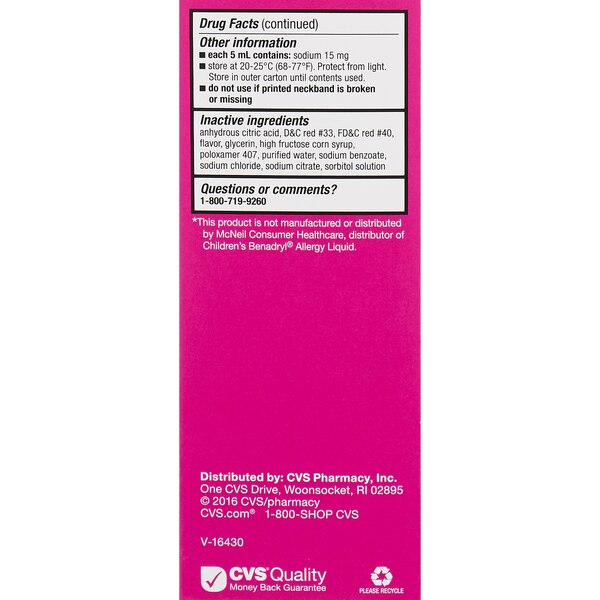 CVS Health Children's Allergy Relief Liquid Diphenhydramine HCl Oral Antihistamine