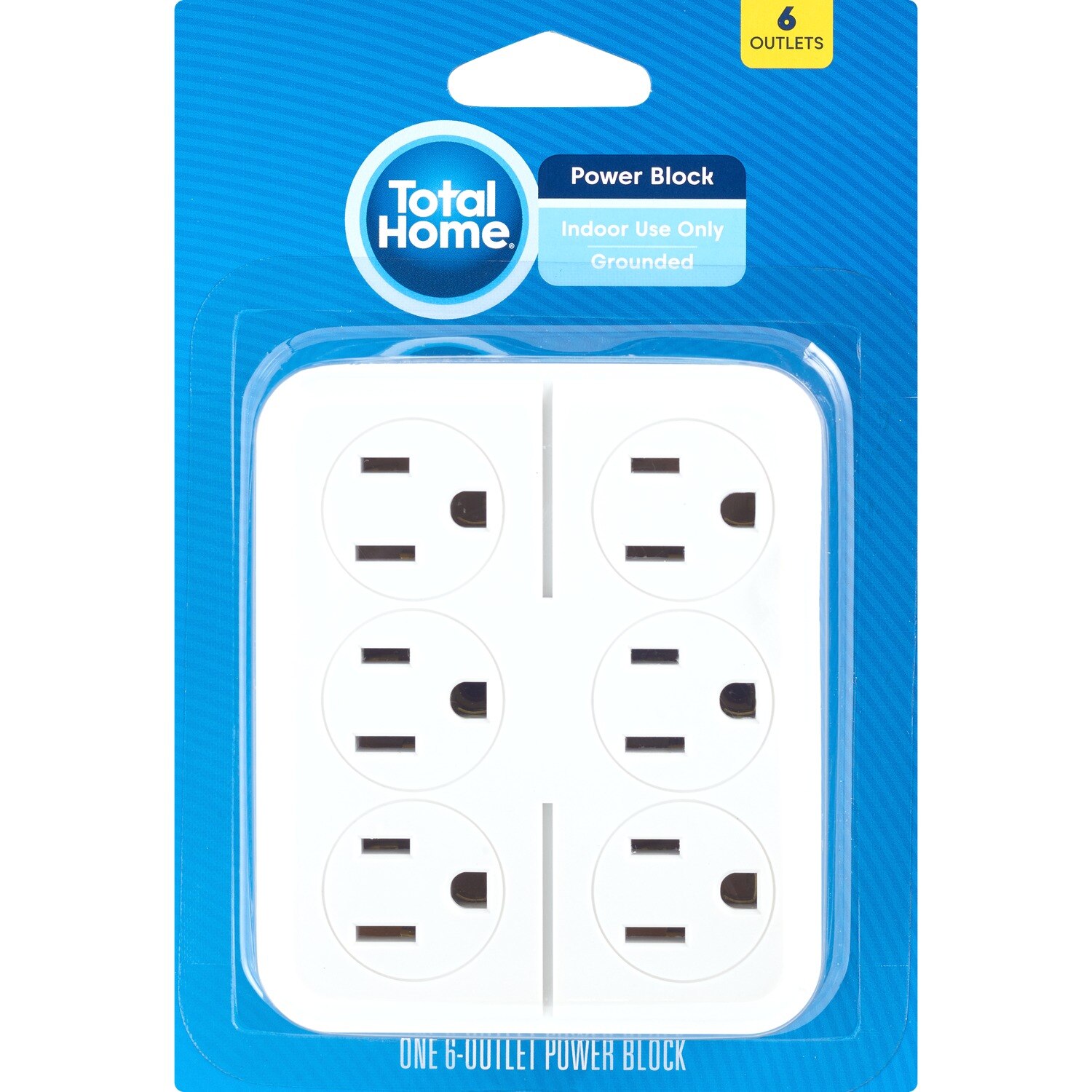 Total Home 6 Outlet Block, White