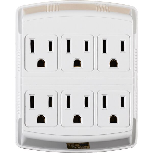 Total Home 6 Outlet Block, White
