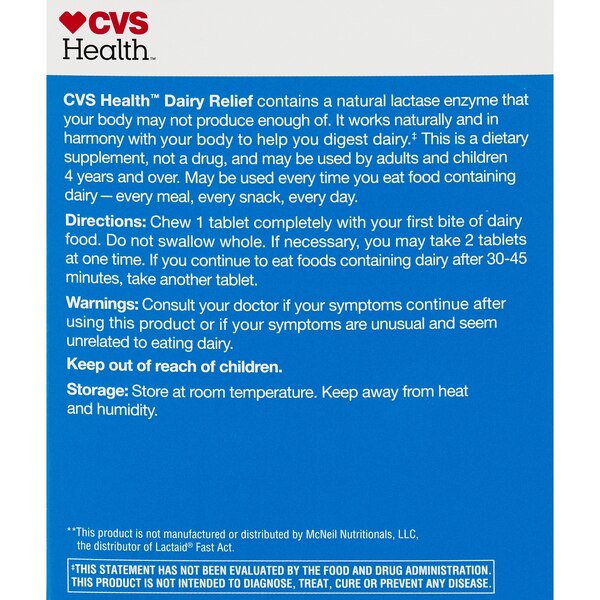 CVS Health Fast Acting Dairy Relief Chewable Tablets