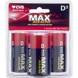 CVS Max Alkaline Battery D, 3CT, thumbnail image 1 of 2