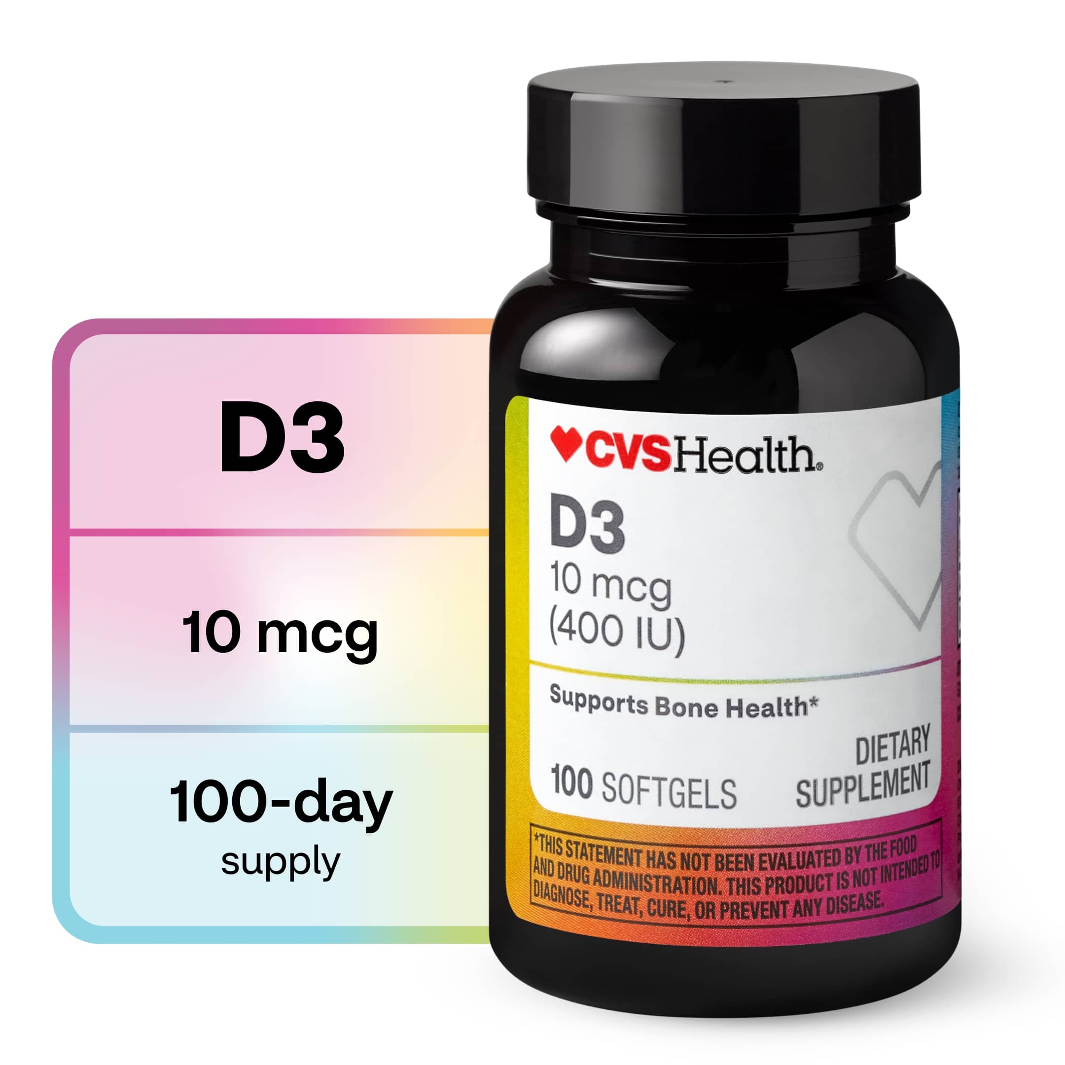 CVS Health 10 MCG Vitamin D3 Softgels, 100 CT