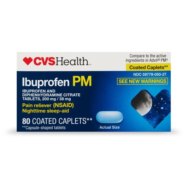 CVS Health Ibuprofen PM Pain Reliever & Nighttime Sleep-Aid Coated Caplets