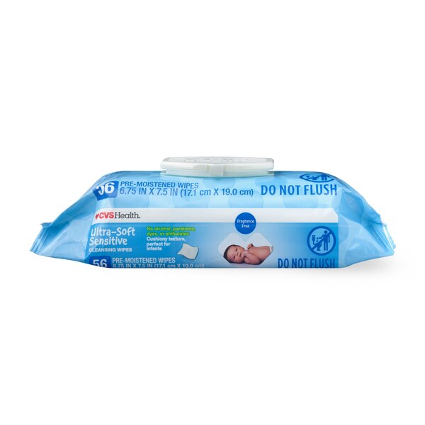 CVS Health Ultra-Soft Sensitive Cleansing Wipes, SoftPak
