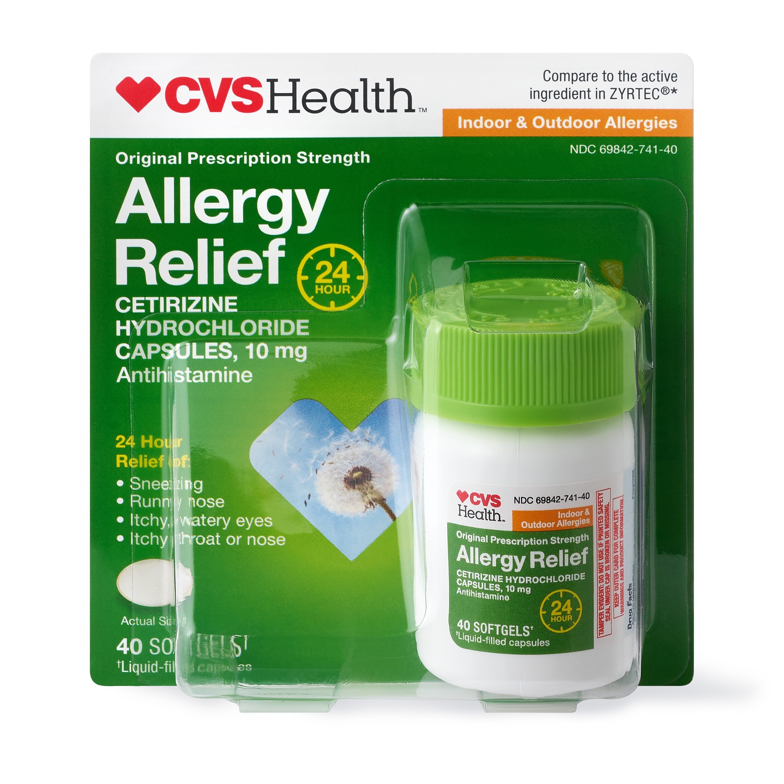 CVS Health 24HR Allergy Relief Cetirizine HCl Softgels image.