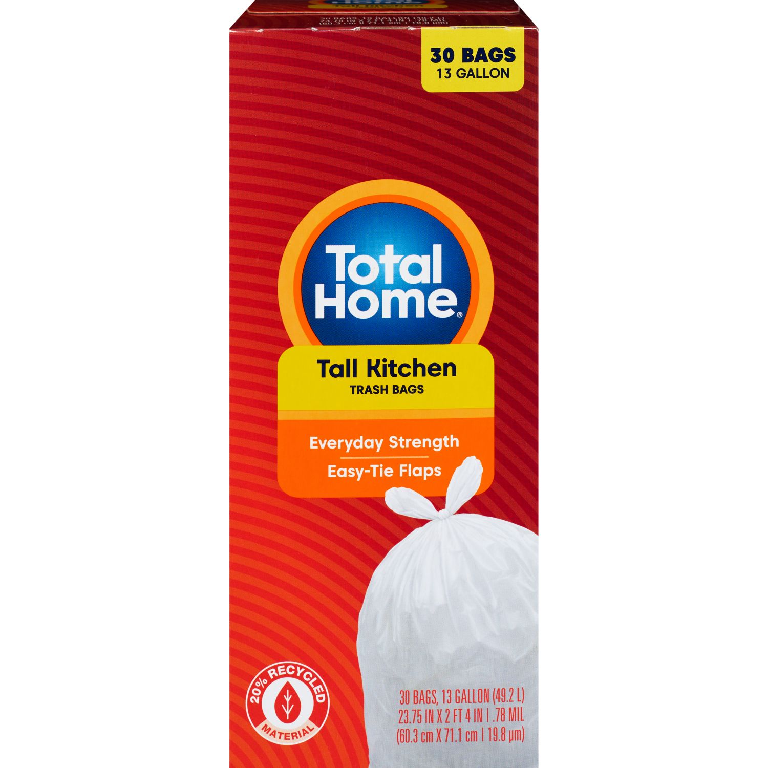 Total Home Tall Kitchen Trash Bags, Extra Strong 13 Gallon, 38  ct