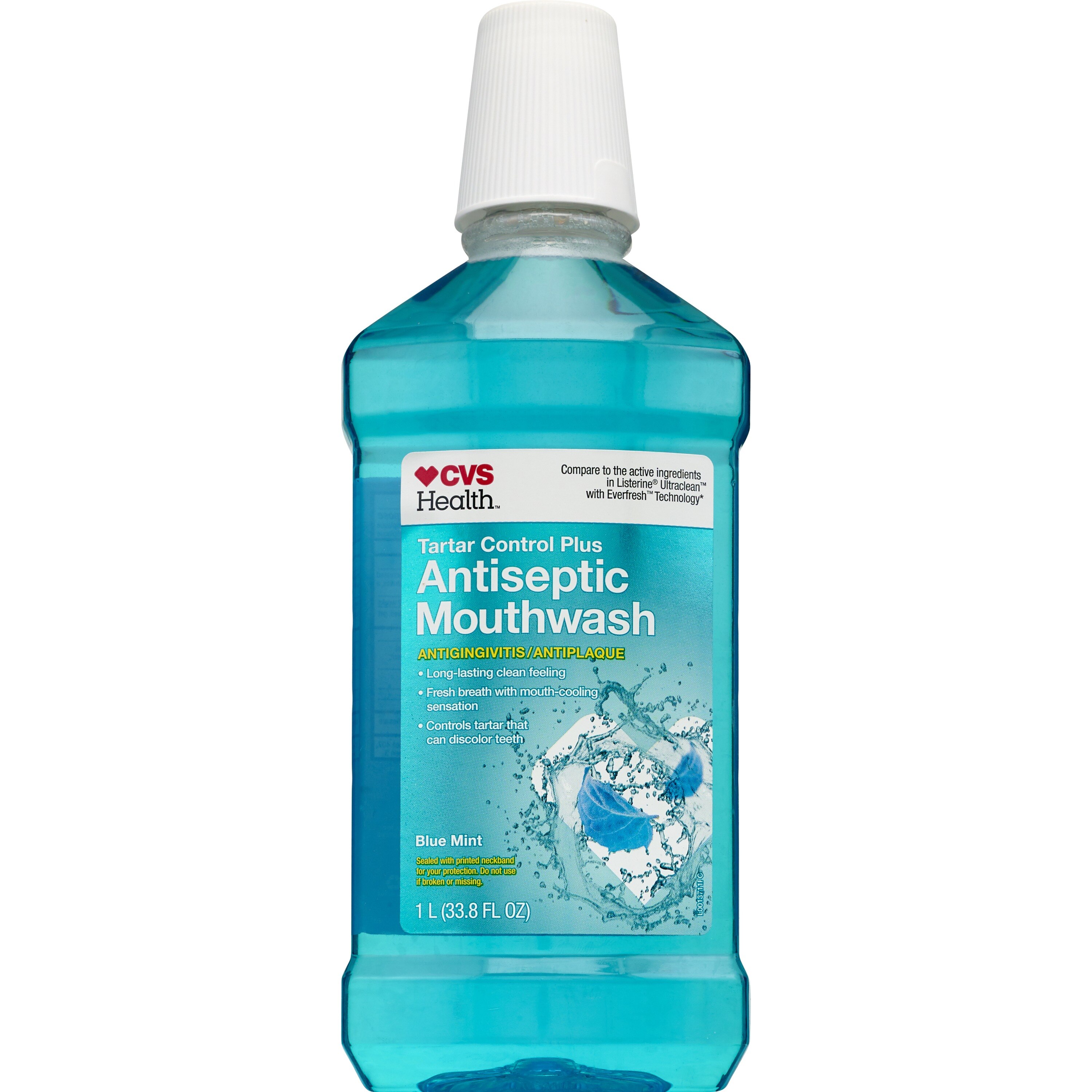 CVS Health Tartar Control Plus Antiseptic Mouthwash, Blue Mint