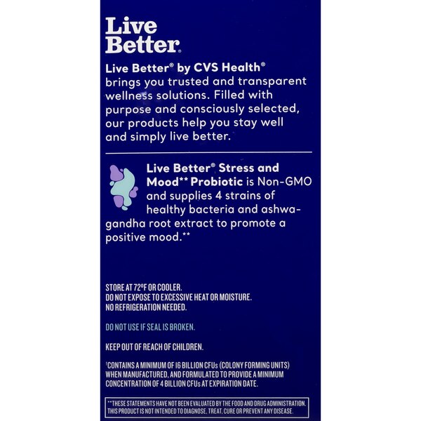 Live Better Stress And Mood Probiotic, 30 CT