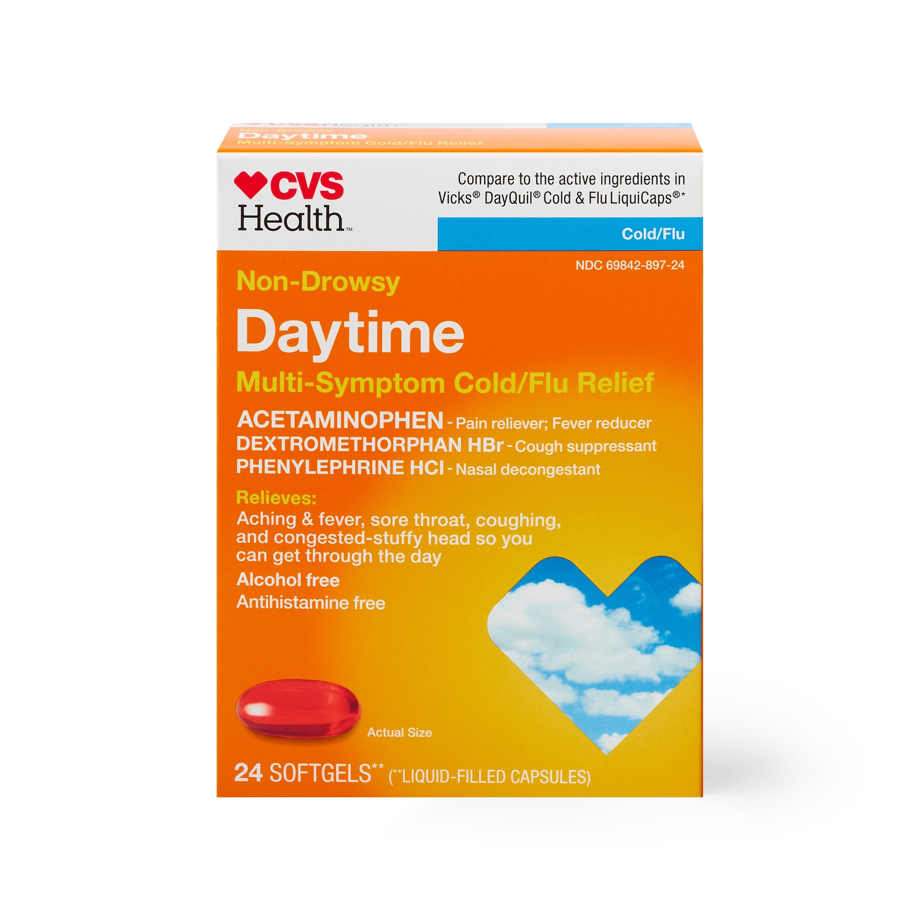 CVS Health Non-Drowsy Daytime Multi-Symptom Cold/Flu Relief Softgels image.