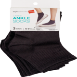 Style Essentials by Hanes Ladies' Ankle Socks 3 Pairs, Size 5-9, thumbnail image 1 of 2