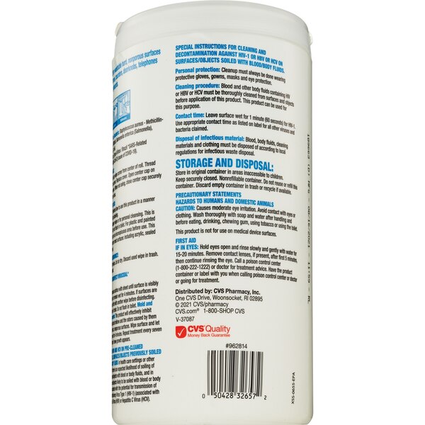 CVS Health, Disinfecting Wipes, Lemon Scent