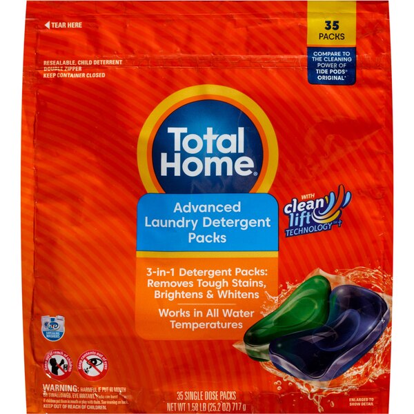 Total Home Advanced Laundry Detergent Pack, 35 ct