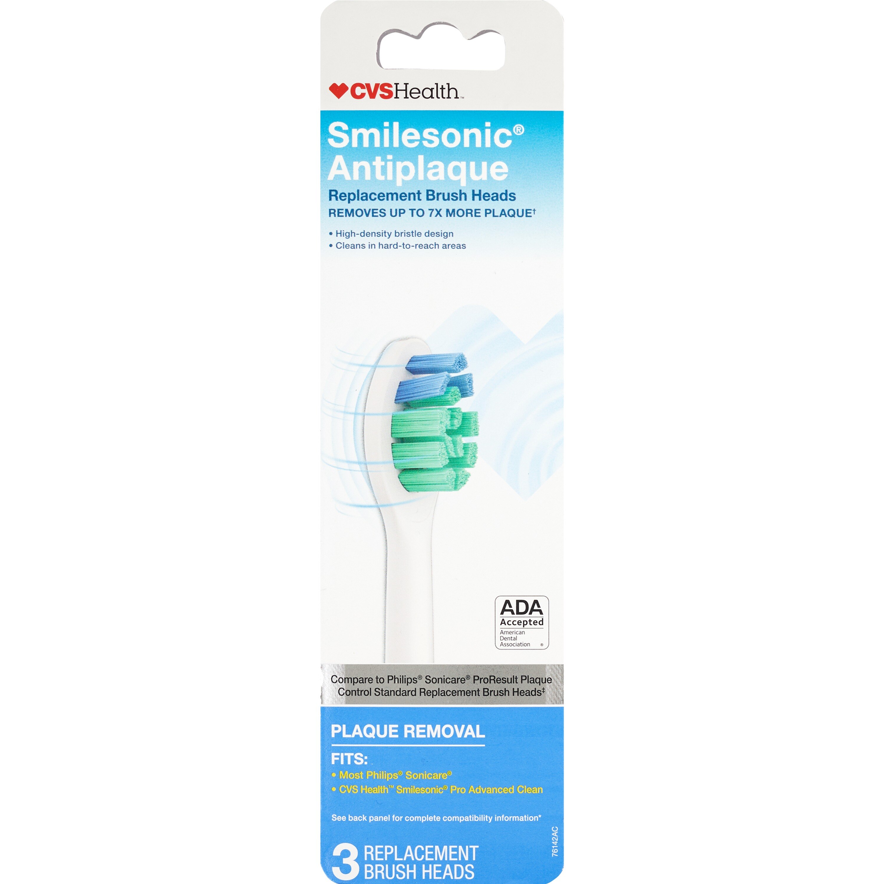 CVS Health Smilesonic Antiplaque Replacement Brush Head, 3CT