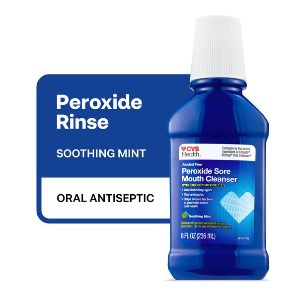 CVS Health Peroxide Sore Alcohol Free Mouth Cleanser, Soothing Mint