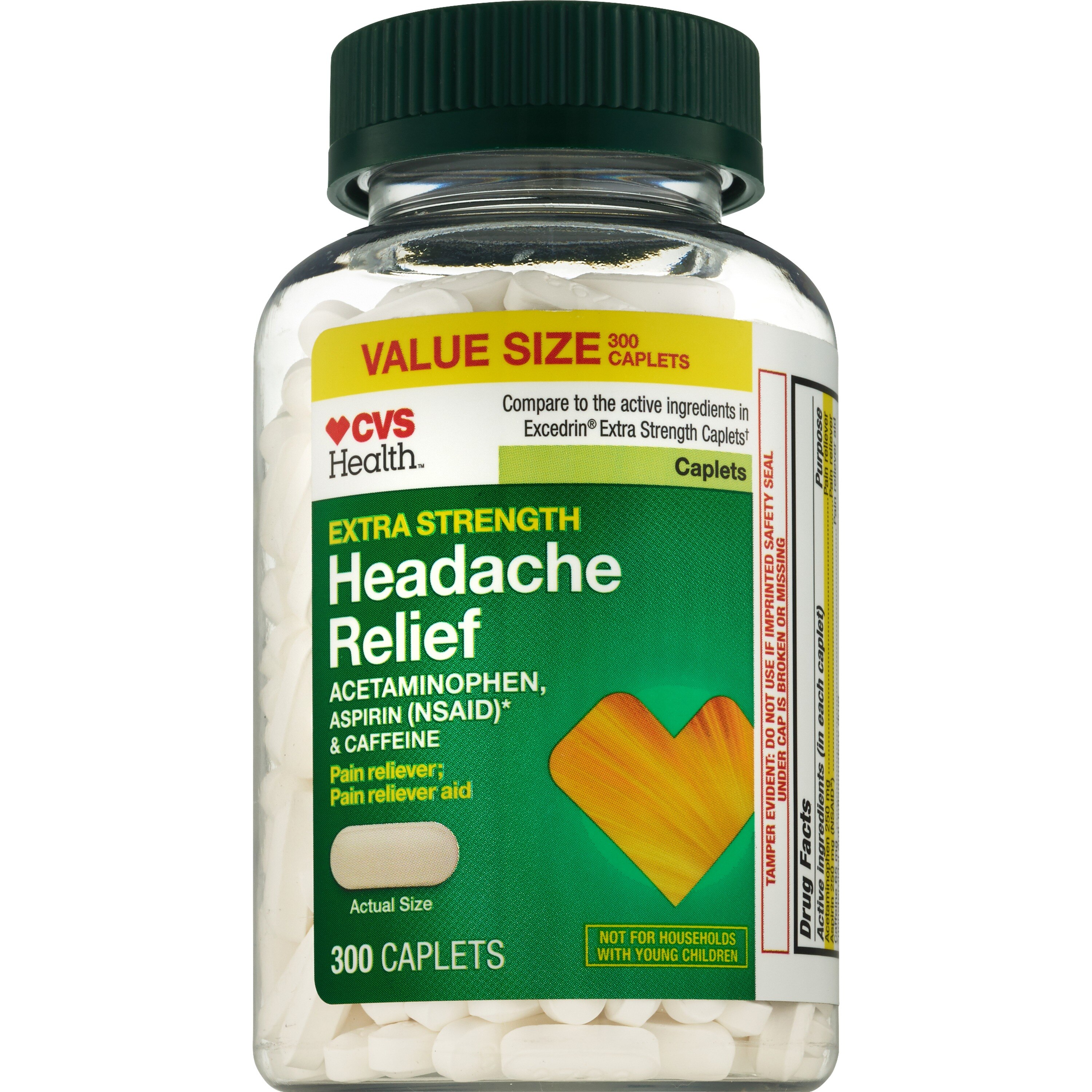 CVS Health Extra Strength Headache Relief Acetaminophen, Aspirin (NSAID) & Caffeine Caplets