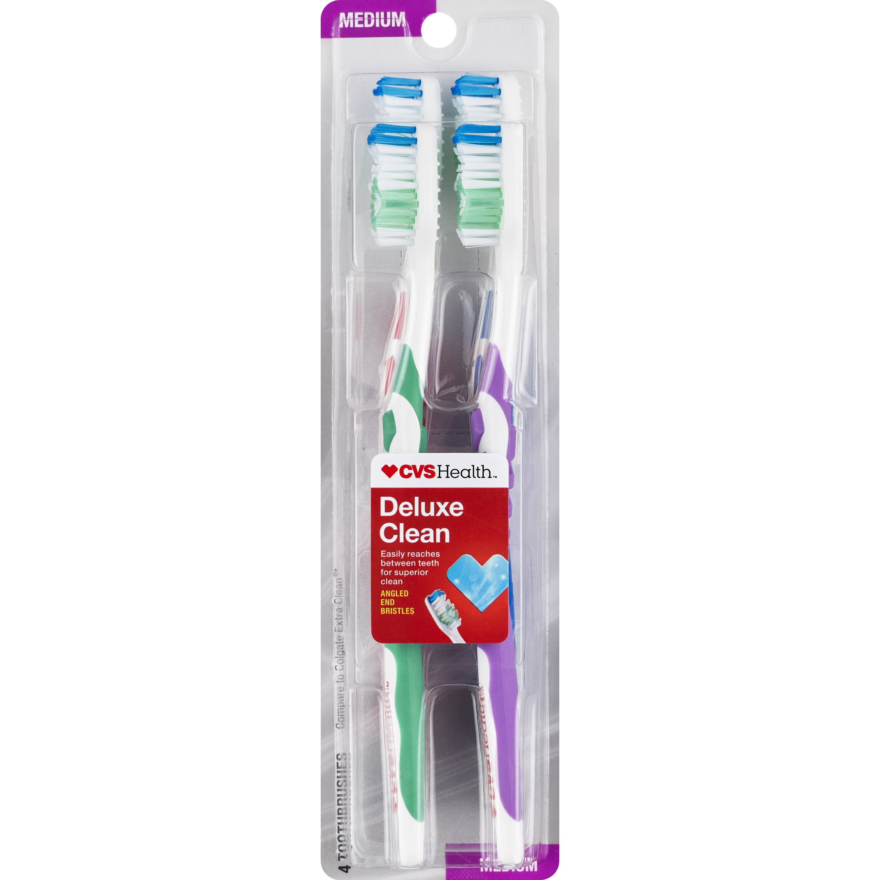 CVS Health Deluxe Clean Toothbrush, 4 CT