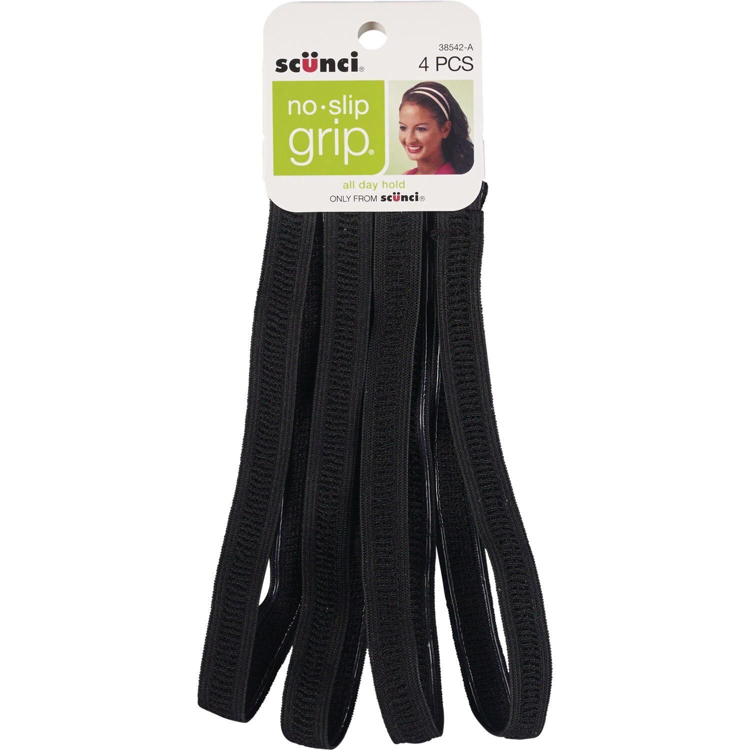 Scunci Stay Thin No Slip Grips Headwraps, Black image.