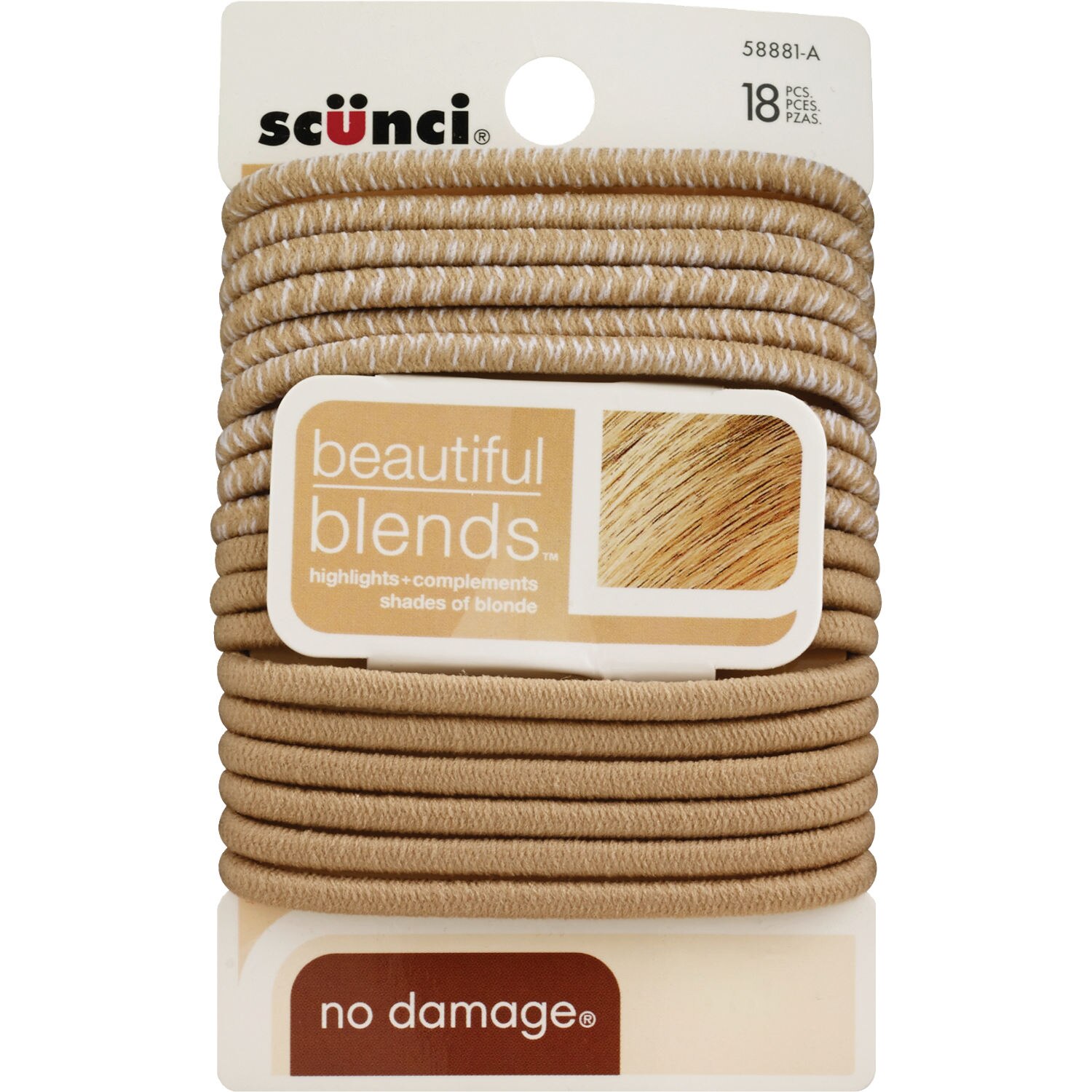Scunci Beautiful Blends Elastics, Blonde, 18 CT image.