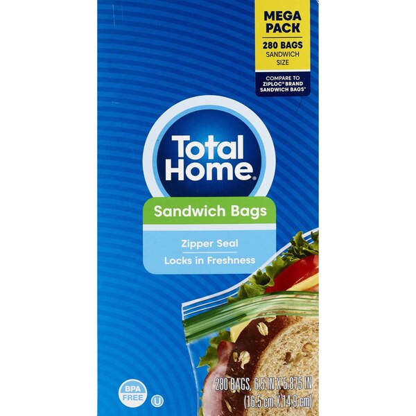 Total Home Sandwich Bags, 280 ct
