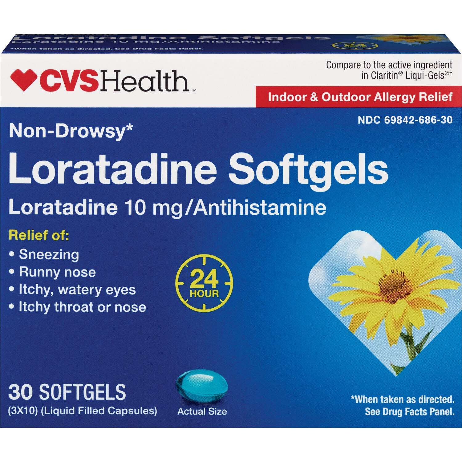 CVS Health 24HR Non Drowsy Loratadine Softgels image.