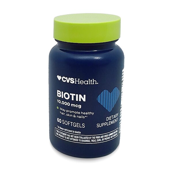 CVS Health Biotin 10,000 mcg white softgels, 60 count