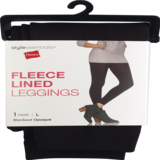 Style Essentials by Hanes Fleece Lined Leggings, Blackout Opaque, thumbnail image 1 of 2