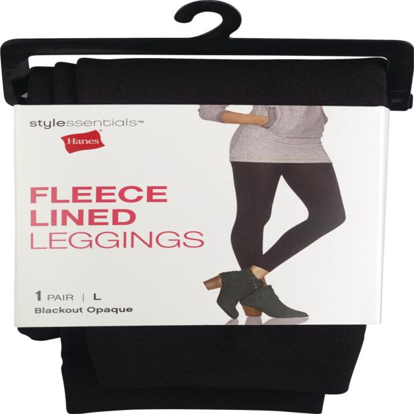 Style Essentials by Hanes Fleece Lined Leggings, Blackout Opaque