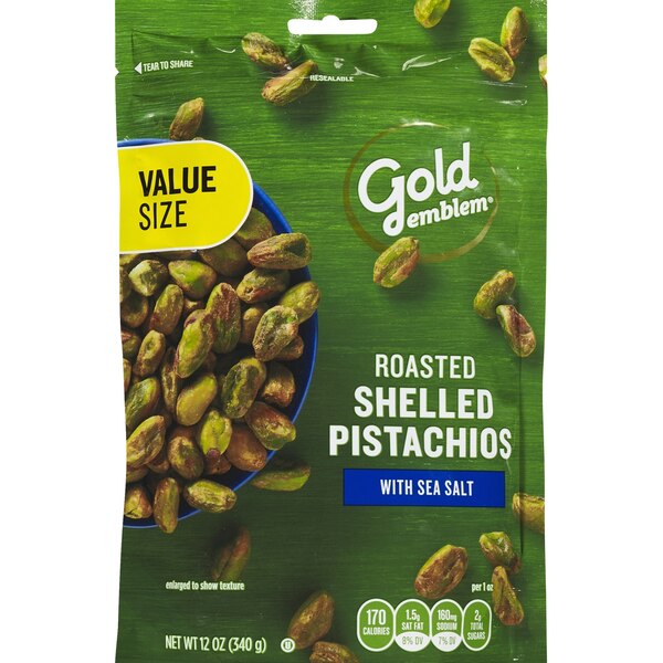 Gold Emblem Roasted Shelled Pistachios With Sea Salt, 12 oz