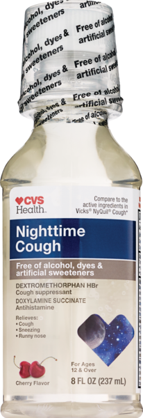 CVS Health Nighttime Cough Syrup, Cherry, 8 OZ