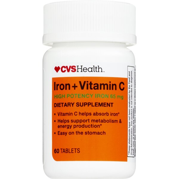 CVS Health Iron + Vitamin C Tablets, 60 CT