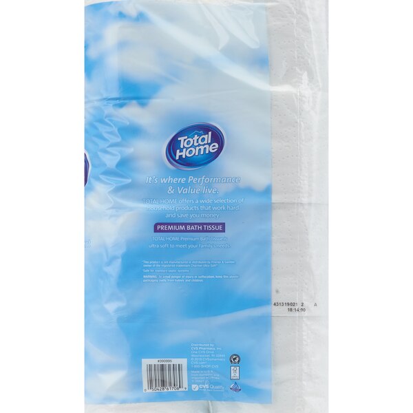 Total Home Ultra Soft Premium Bath Tissue, Mega Sized Rolls