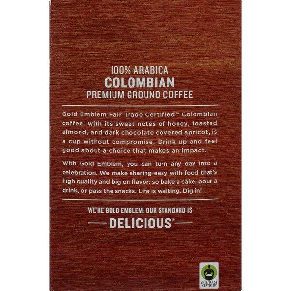 Gold Emblem Fair Trade Colombian Premium Ground Coffee Single-Serve Cups, 3.99 oz