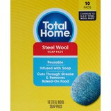 Total Home Steel Wool Soap Pads, Reusable, 10 ct, thumbnail image 1 of 6