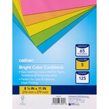 Caliber Bright Color Cardstock, 5 Assorted Colors, 8 1/2" x 11", 65 lb., 125 Sheets, thumbnail image 1 of 3