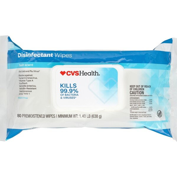 CVS Health Disinfecting Wipes, Fresh Scent, 80 ct