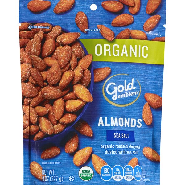 Gold Emblem Organic Roasted Almonds with Sea Salt, 8 oz