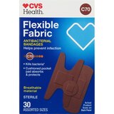CVS Health Flexible Fabric Antibacterial Bandages, Assorted Sizes, 30 CT, thumbnail image 1 of 4