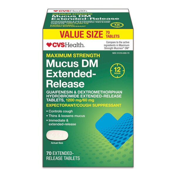 CVS Health 12HR Maximum Strength Mucus DM Extended Release Tablets