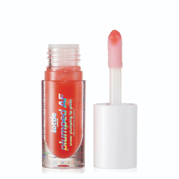 Lottie London Plumped AF Sheer Plumping Lip Gloss, Peach Please