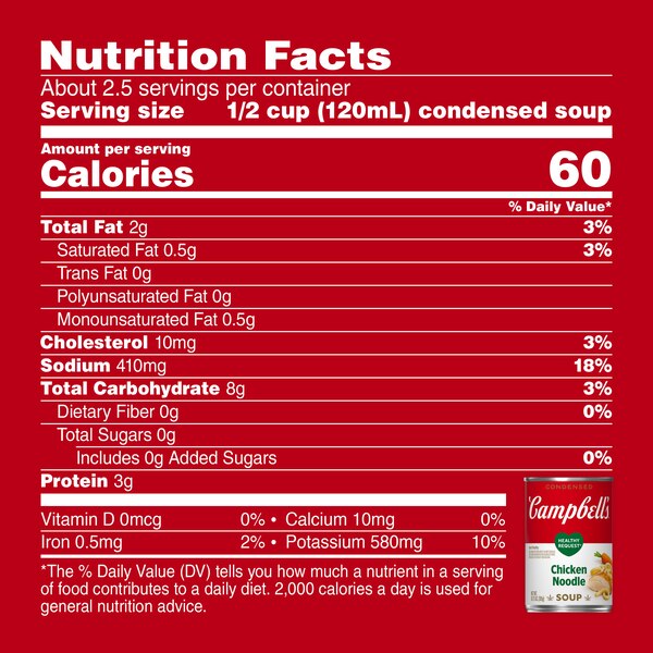 Campbell's Condensed Healthy Request Chicken Noodle Soup, Can, 10.75 oz