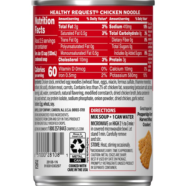 Campbell's Condensed Healthy Request Chicken Noodle Soup, Can, 10.75 oz