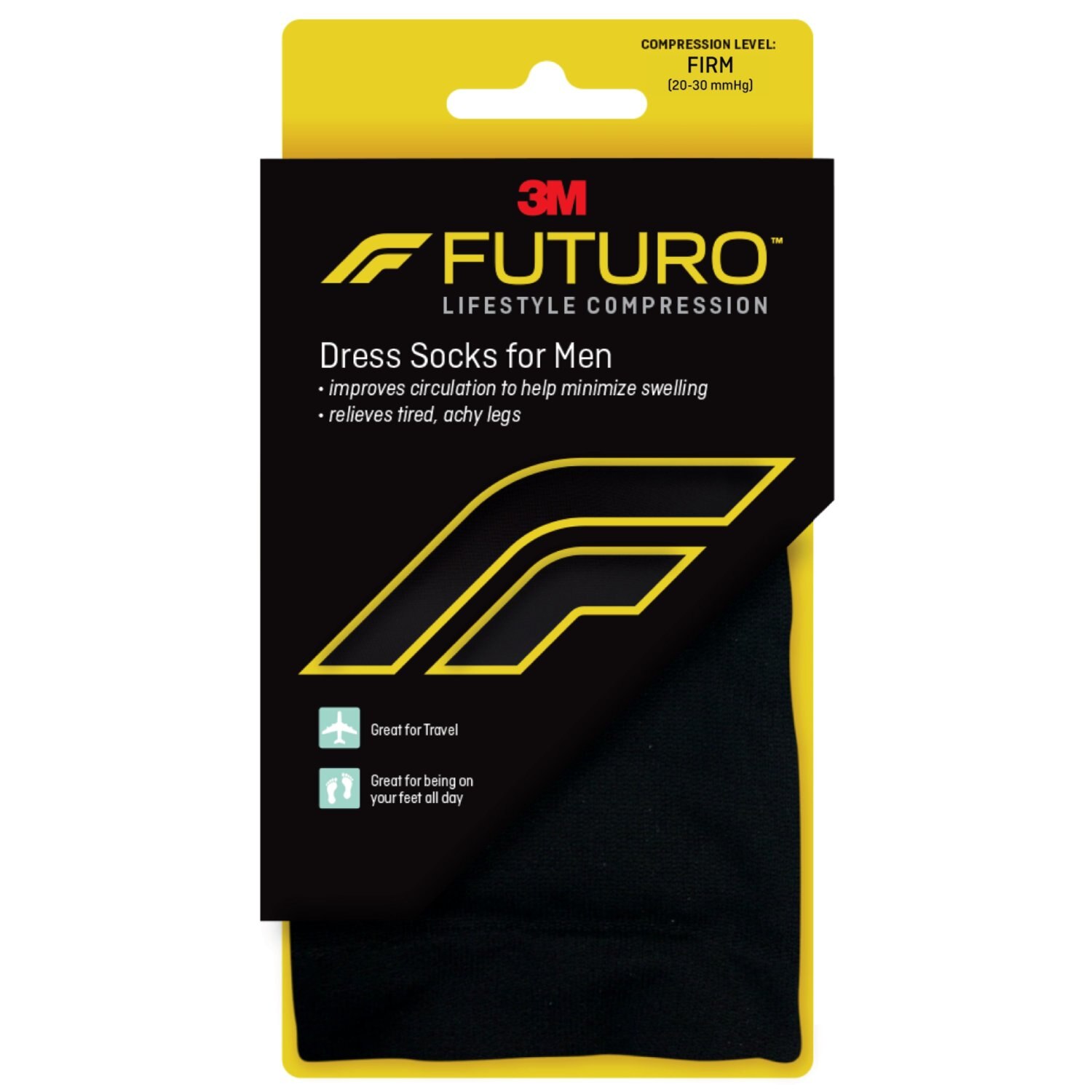 Futuro Firm Compression Dress Socks for Men, Black image.