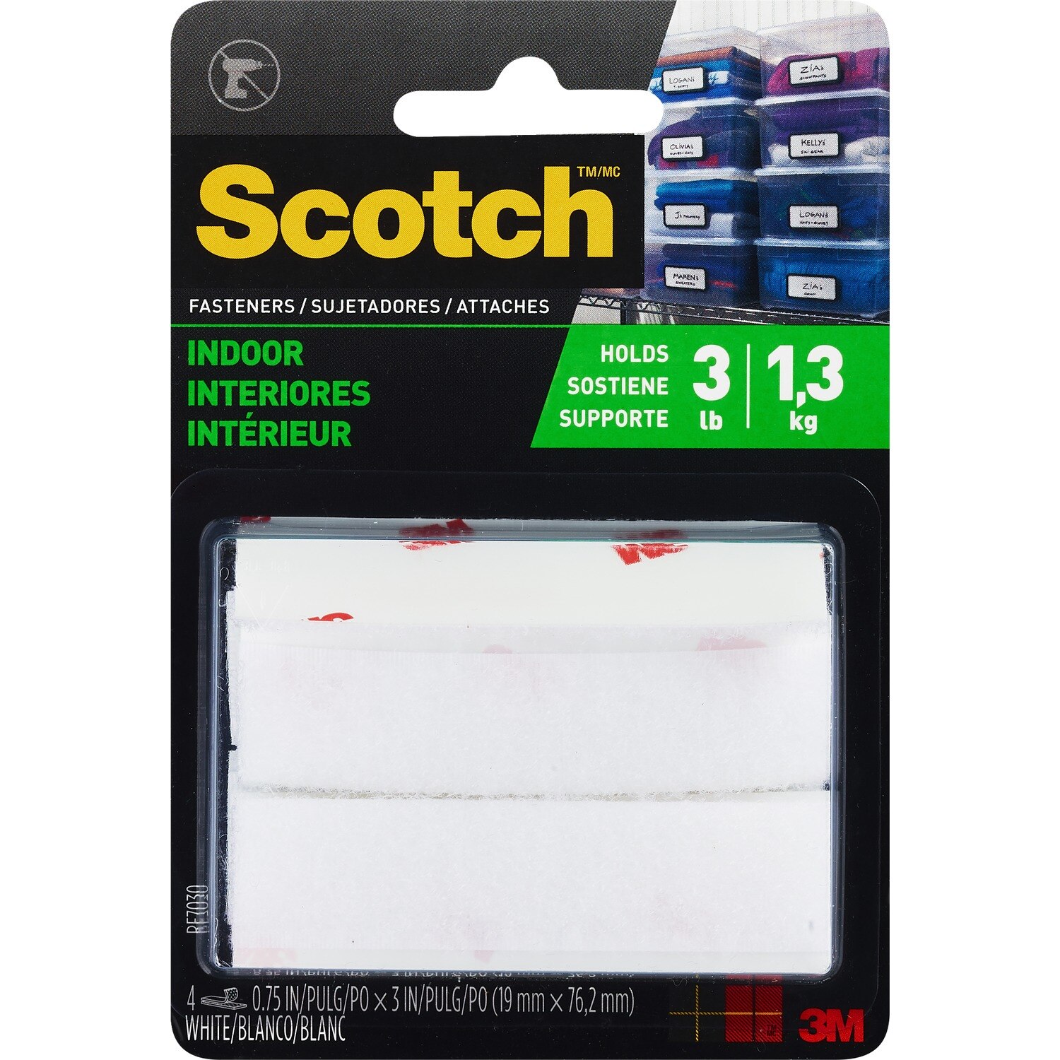 Scotch Multi-Purpose Fasteners, White image.